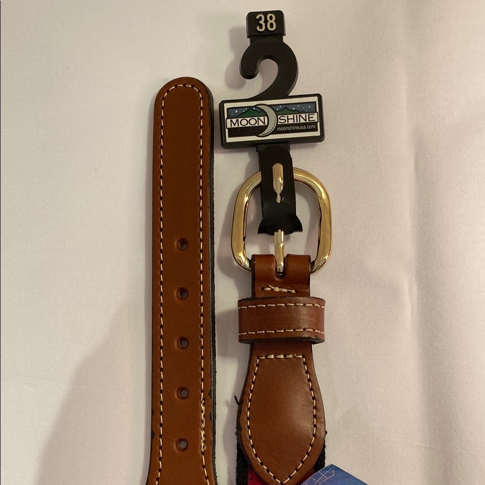 NWT Virginia Tech Hokies ribbon canvas belt with leather accents Sz 38 - Picture 4 of 9